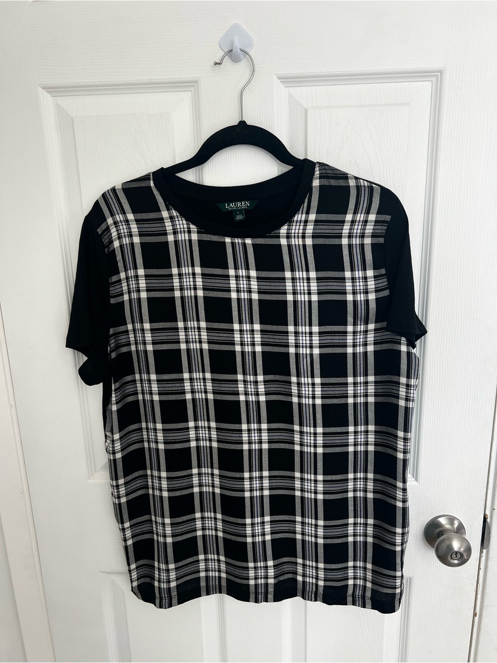Ralph Lauren Black and White Plaid Short-Sleeve Shirt